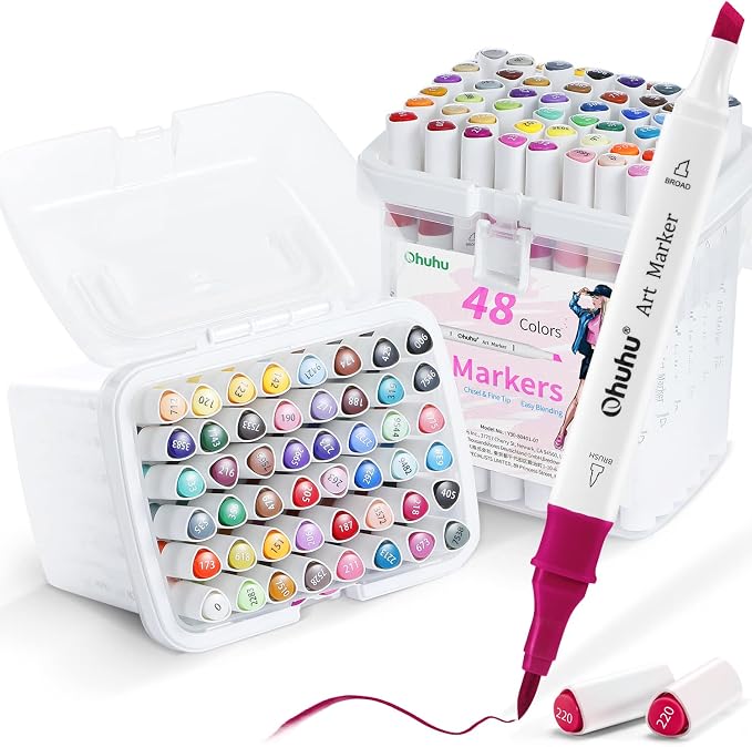 Ohuhu Alcohol Markers Brush& Chisel 96 Colors Drawing Markers for Coloring