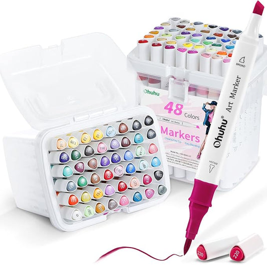 Ohuhu Alcohol Markers Brush& Chisel 96 Colors Drawing Markers for Coloring