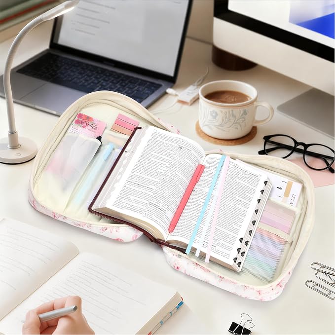 XKDOUS Bible Cover Case for Women Bible Bag Journaling Kit w/Study Supplies