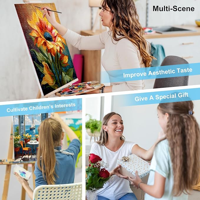 Paint by Numbers Kit for Adults, Jesus Cross Acrylic Canvas Painting Set | 16x16 Inch, Religious Christians DIY Number Painting Craft Kit, Home Wall Decor, Stress Relief Relaxing Hobby Gift