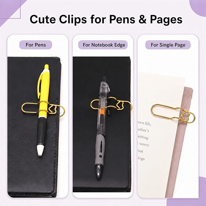 15 Pcs Metal Pen Holder Clips for Notebook, Planner Accessorie
