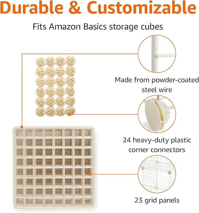 Amazon Basics Cube Wire Grid, 6-Cube, 12 x 12-Inches, White