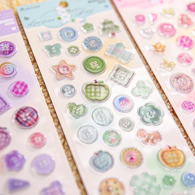 Cute 3D Stickers Vintage Style Simple Illustration Sticker Sheet Set of 4 Fresh and Healing Mini Stickers for Japanese Aesthetic Scrapbook Phone DIY Crafts