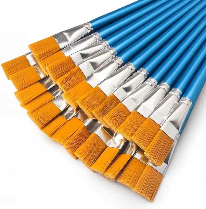 20 Pcs Flat Paint Brushes,1 Inch Craft Paint Brushes, Large Acrylic Paint Brush for Watercolor, Oil Painting, Acrylic,Big Paint Brush for Oil Paint and Body Painting Crafts, Rock Painting