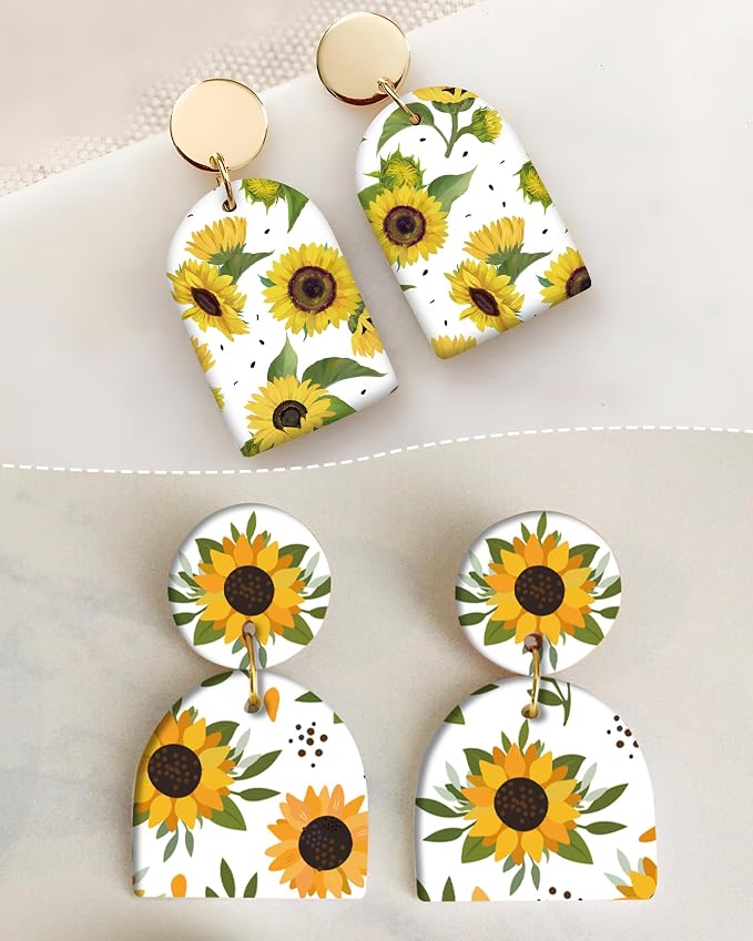 Puocaon Polymer Clay Transfer Paper - 20 Pcs Sunflower Water Transfer Paper for Polymer Clay, Floral Transfer Paper for Polymer Clay Earrings, Polymer Clay Transfer Sheets for Flower Clay Jewelry