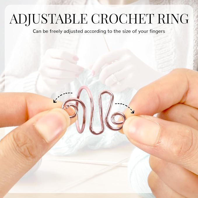 DTOFOOT 6Pcs Knitting Crochet Tension Ring for Fingers with Box | Metal Open Crochet Ring, Adjusts for Finger Tension, Speeds Up Braided Knitting Work, Ideal Gifts for Mom Grandma Crocheters