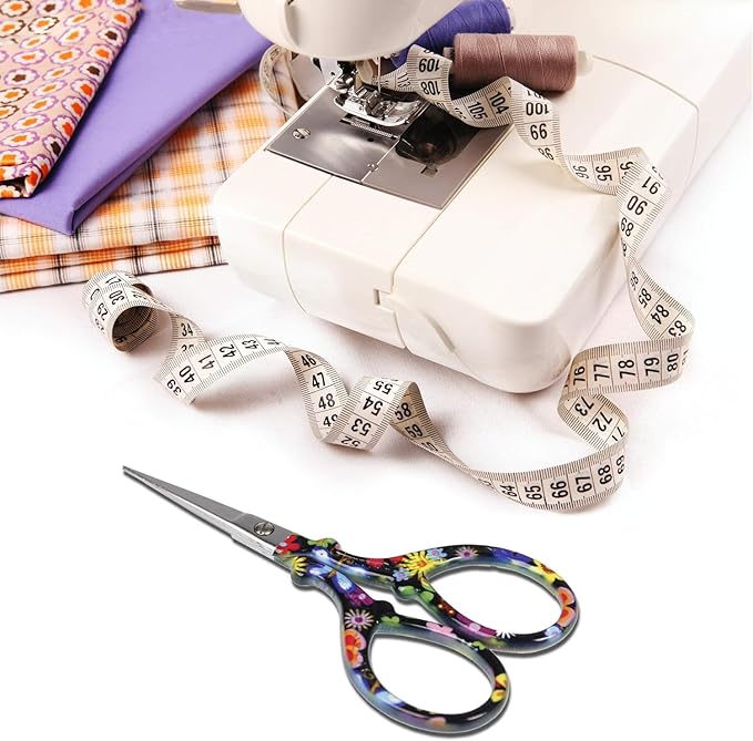 3.6 inch Sharp Embroidery Scissors for Sewing with Premium Leather Sheath | Classic-Hisuper Cross Stitch Scissors Vintage Decorative Shears Needlework Crochet Accessories Craft DIY Tool-Black Floral