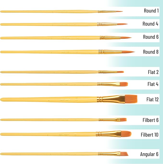 Mr. Pen- Acrylic Paint Brushes Set, 10 Pack, Round & Pointed Tip
