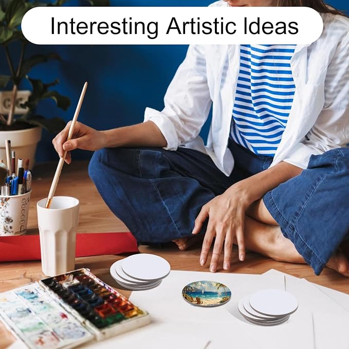 50 Pcs Magnetic Painting Canvas Panel Mini Canvas Boards for Painting Mini Tile Art for Fridge Locker Art Crafts DIY