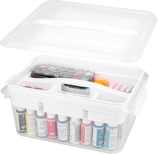 CraftGenes 20 QT Clear Craft Box Organizer with Removable Tray, 1-Pack