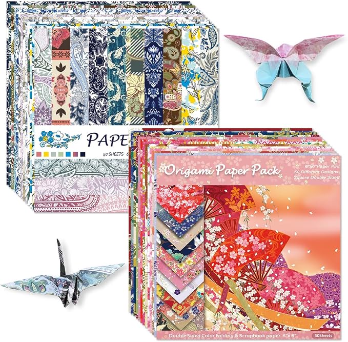 6x6" Origami Paper,100Sheets Double Sided Colored Paper,Square Craft Paper