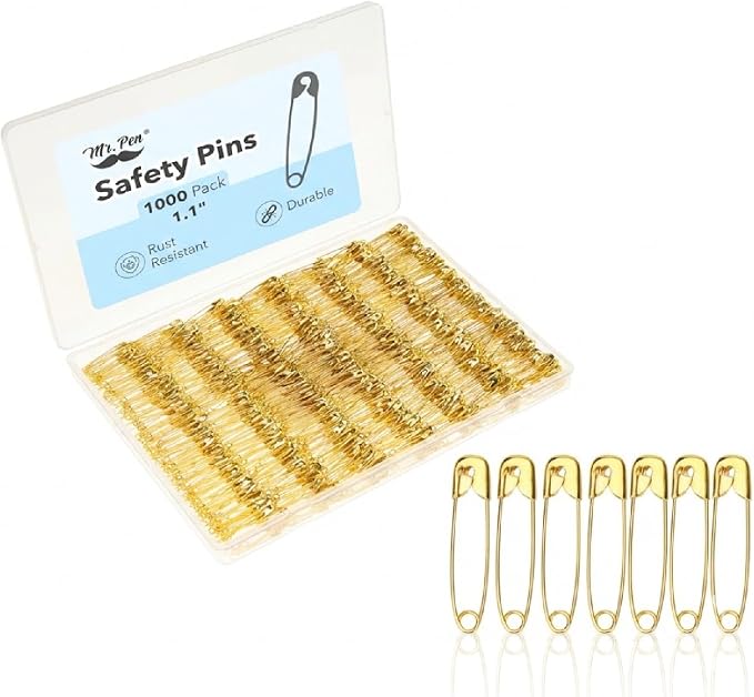 Mr. Pen- Small Safety Pins, 1.1 Inch, 1000 Pack, Nickel Plated Steel, Gold