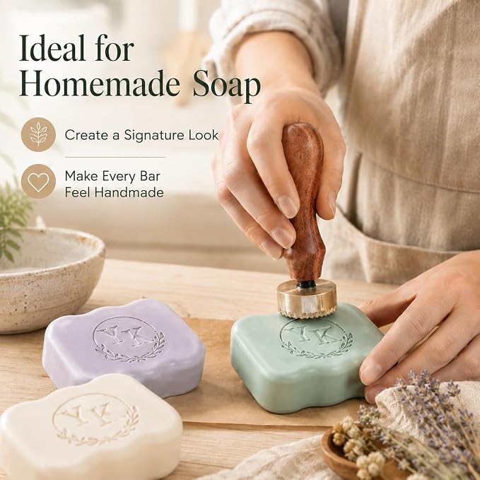 Custom Soap Stamp for Homemade Soap, Durable Handmade Soap Making Tool | Personalized Unique Logo Text Design Brass Stamps, Wedding Craft Gift, DIY Imprint Signature Branding, Pottery Clay Stamps