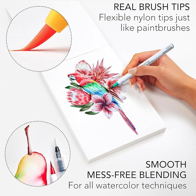 CHROMATEK 22 Watercolor Pens Set | 2 Aquapens & 20 Unique Colors | Brush Pens | Easily Blendable, Vivid, Smooth | Professional Art Supplies