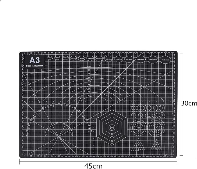 Cutting Mat A3 Black, Self Healing Cutting Mat 12x18 Inch, 5-Ply Craft Board Black, Hobby Board for Crafts 18x24 Inch