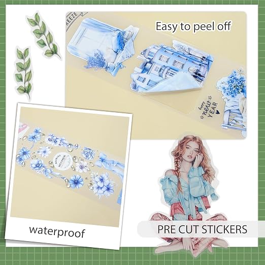 Snycler Pre-Cut PET Washi Tapes- 4 Rolls Blue Mood