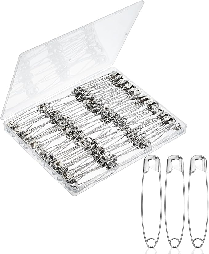 Mr. Pen- Large Safety Pins, 3 Inch, 100 Pack, Silver