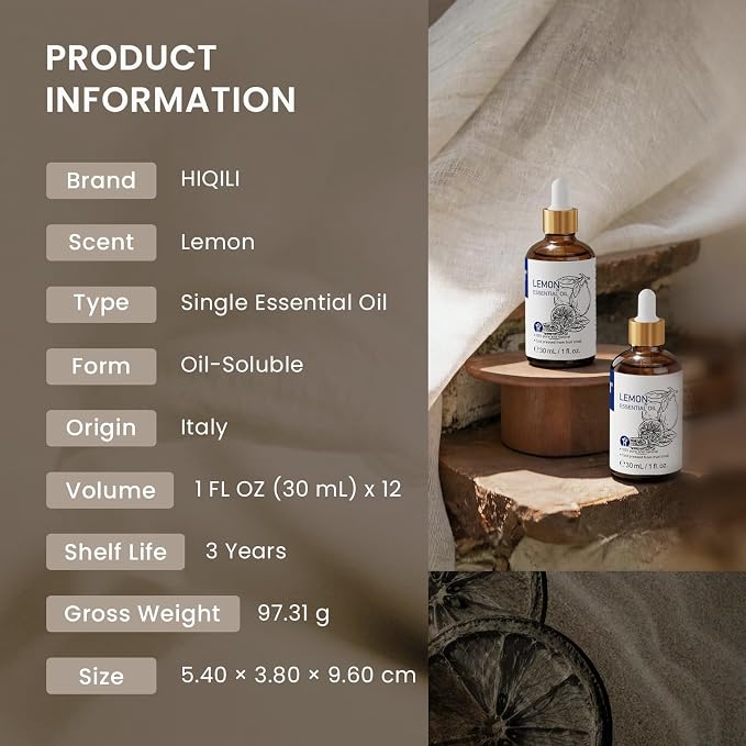 HIQILI Lemon Essential Oil Set for Business Purchase, Freshen Air, Home Use