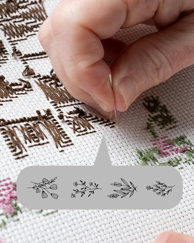 YUYUZSEN 59 Pcs Water Soluble Hand Sewing Stabilizers, Embroidery Stick and Stitch Embroidery Paper Wash Away, Floral Patterns for Hand Sewing Lovers, Adults (Plants Flowers)