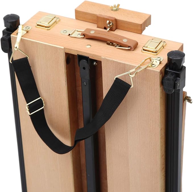 Falling in Art Light Weight French Style Field and Sketchbox Easel | Adjustable Beechwood Tripod standing easel with Aluminum Tripod, Drawer, Palette for Painting & Drawing