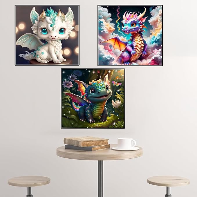 Diamond Art Kits for Adults,6 Pack Dragon Diamond Painting Kits 12x12inch