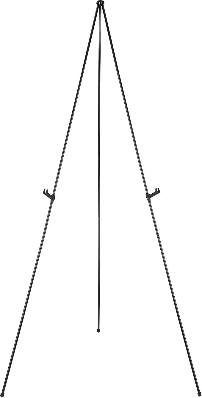 Amazon Basics Easel Display Stand, Instant Floor Poster, Lightweight, Collapsible and Portable with Tripod Base, Black Steel (supports 5 pounds)