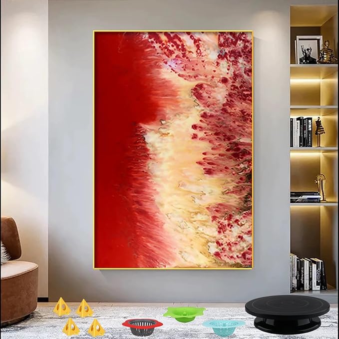 Acrylic Pour Painting Kit with 11 Inch 360° Rotating Turntable