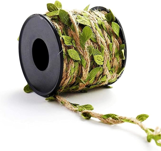 33 feet Natural Twine Green Leaf Jute 3ply 2MM Rope Hemp Burlap Ribbon String Heavy Duty Hanging Gardening Decoration or for Arts and Crafts