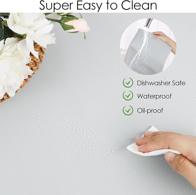 Extra Large Silicone Mat, 31.5x16.9 Silicone Placemats for Kids, Gray Large Silicone Sheet for Crafts Heat Resistant Mat for Kitchen Counter, Non-Stick Silicone Table Mat for Dough and Pastry