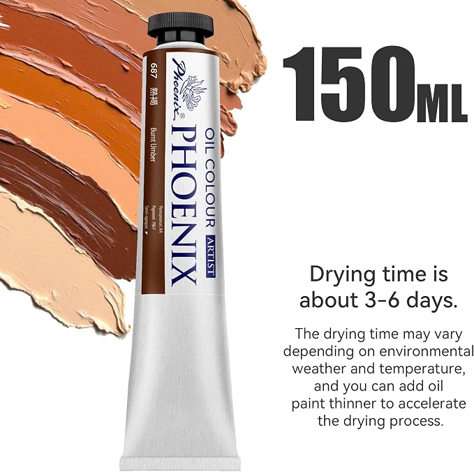 PHOENIX Phthalo Blue Oil Paint - 150ml / 5.07 Fl oz. Single Large Tube - Artist Quality Phthalocyanine Blue Oil Based Paint for Professionals