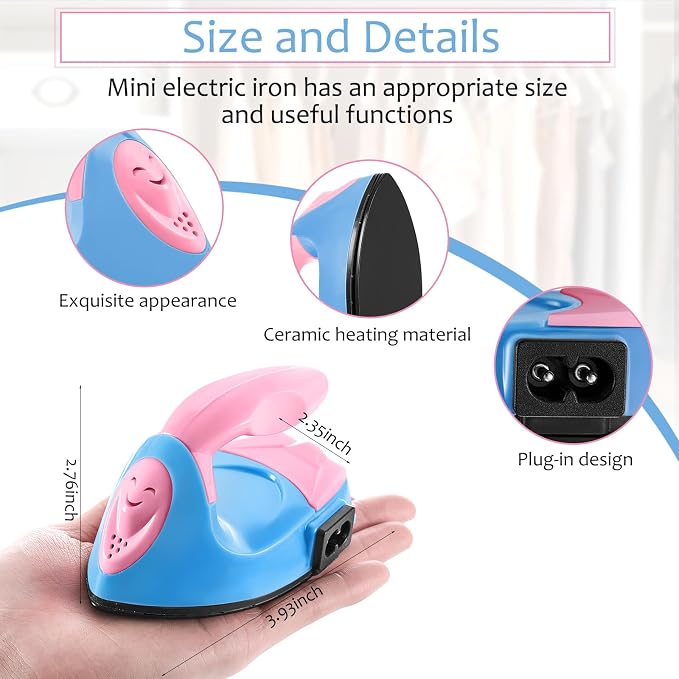 Honoson Mini Craft Iron with Charging Base Tiny,Dark Pink,Sky Blue