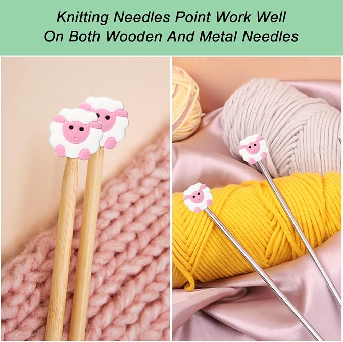 Yzzyemn 20 pcs Knitting Needle Stoppers Point Protectors Knitting Accessories and Supplies Knitting Tools Knitting Starter kit Beginner for Knitting Gifts