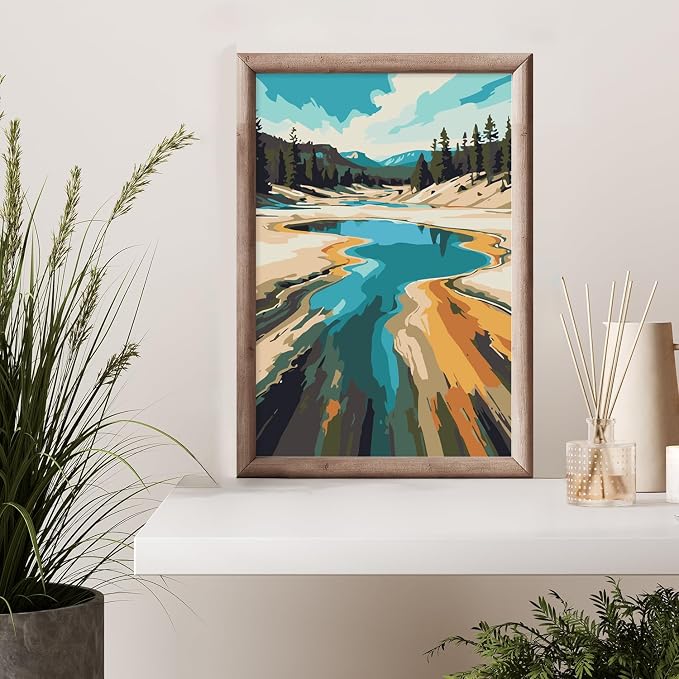 National Park Paint by Numbers Kit for Adults Beginner with Frame, Easy Landscape Adult Paint by Number Kits on Canvas, DIY Acrylic Number Painting for Adults for Home Decor for Gift 8x12 Inch
