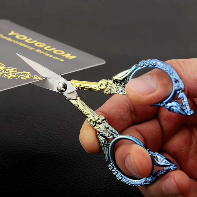YOUGUOM Small Craft Scissors, Mini Sewing Embroidery Shears | All Purpose, Precision, Straight Tip, for DIY Craft, Needlework, Cross Stitch, Detail Thread Cutting, Cute Bird, with Cover