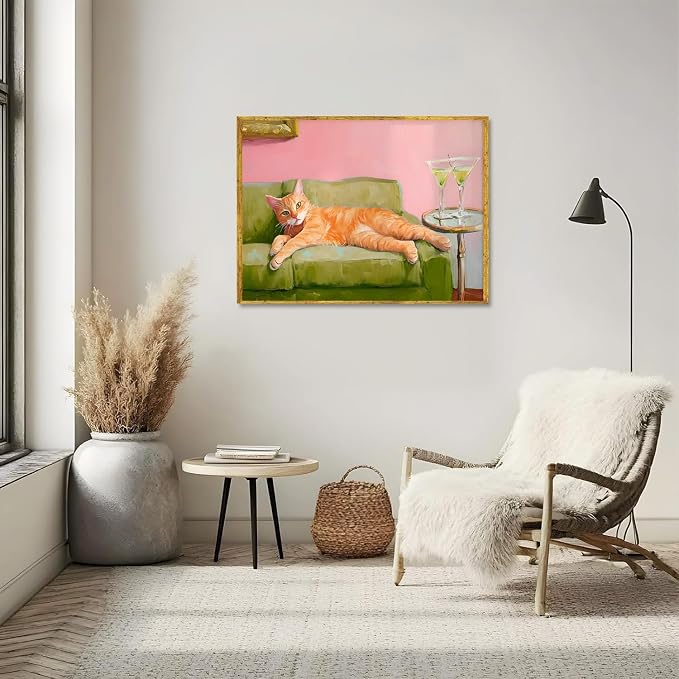 Orange Cat Diamond Art Kits for Adults Diamond Painting Kit for Beginner | 5D Animal DIY Funny Vintage Diamond Dots Full Drill Crafts for Gem Art Dot Art for Adults Home Wall Decor for Teens 12x16 in
