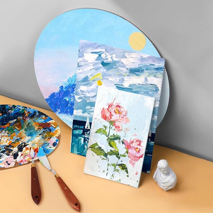 3 Pieces Palette Knife Set Stainless Steel Spatula palette knife for oil painting acrylic painting, Lightwish Painting Knife with Wood Handle for Artist Painting supplies