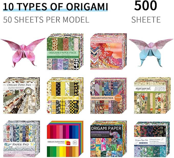 6x6" Origami Paper,10Pack/Set Double Sided Colored Paper,Square Craft Paper