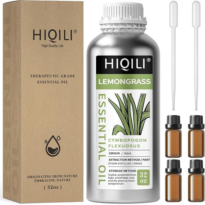 HIQILI Lemongrass Essential Oil Large Capacity for Body Massage