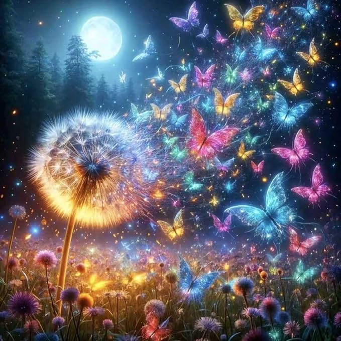 Diamond Art Kits for Adults,Light Colorful Butterfly Diamond Painting