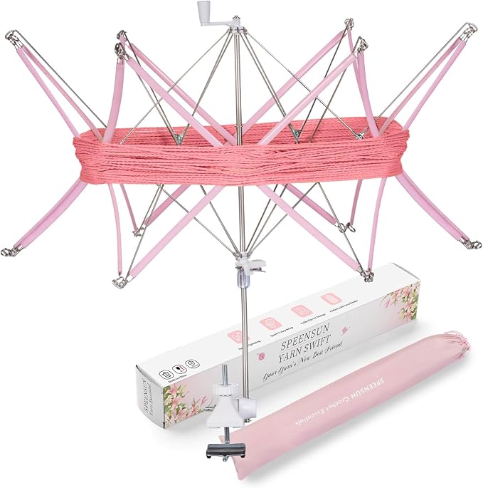 SPEENSUN Foldable Yarn Swift, Adjustable Umbrella Holder for Skeins | Easy Install, Multi-Angle Design, Keeps Hanks Tidy, Pairs Perfectly with Ball Winder, Includes Storage Bag & Box