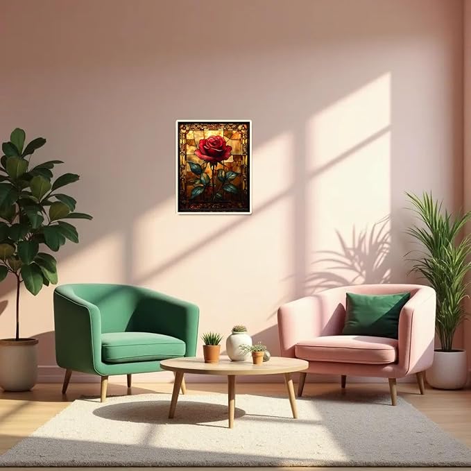 obterie Rose Paint by Numbers Kit for Adults Beginner Flowers Oil Painting Kit Adult Paint by Number Kits on Canvas DIY Painting for Beginners Art by Numbers for Gifts Home Wall Decor 16x20 Inch