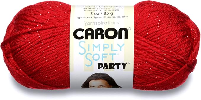 Caron Simply Soft Party Acrylic Yarn for Crocheting Soft, Red, 3-Pack