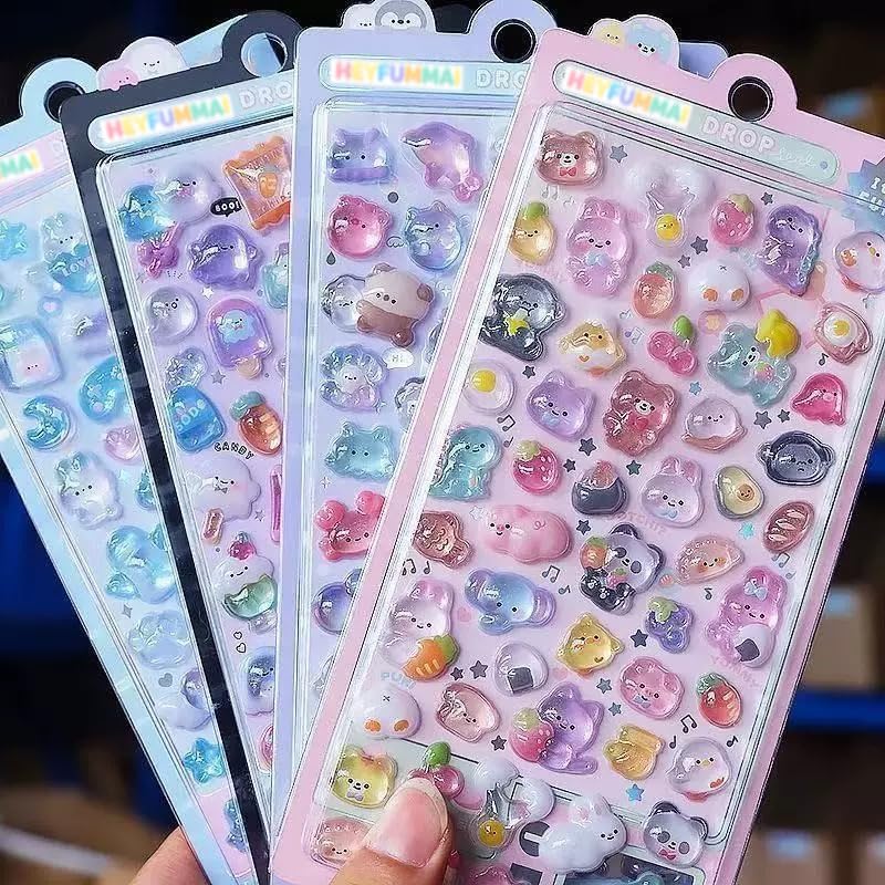 3D Puffy Stickers 6 Sheets 300+ Kawaii Stickers for Phone Case & Handbooks ﻿ ﻿