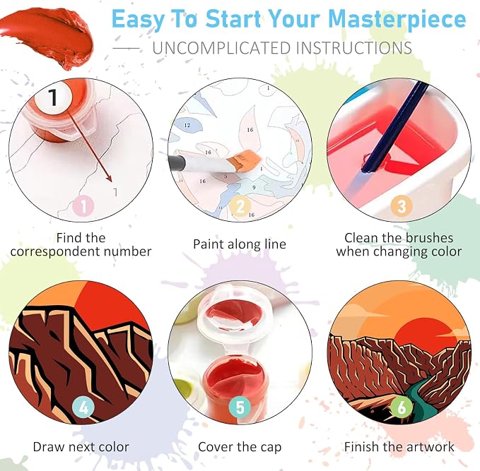 Offito 6 Pack Paint by Numbers Kit for Adults, National Park, 10x14 Inch | Acrylic Number Painting Set, DIY Canvas Art Craft Kit, Beginner Friendly, Home Wall Decor, Stress Relief Relaxing Hobby Gift