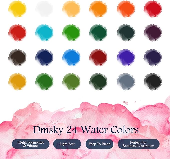 Watercolor Workbook for Beginners,18 Floral Water Coloring Book,Relaxing & Easy to Paint Water Coloring Book with 24 Colors-Perfect for Gifting to Creativity & Joy for Adults