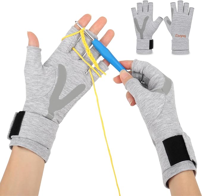 Coopay Crochet Hooks Gloves, Size S, 2 Pack | Ergonomic, Crochet Accessories