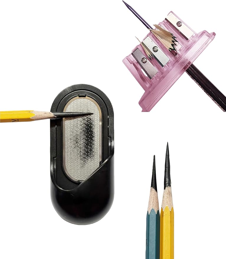 4-Hole Art Pencil Sharpener,Sketch Sharpener,Long Lead Grinding Tool,Pencil Grinder,Suitable for Artists and Drawing Enthusiasts (F.2 Pieces(Pink))