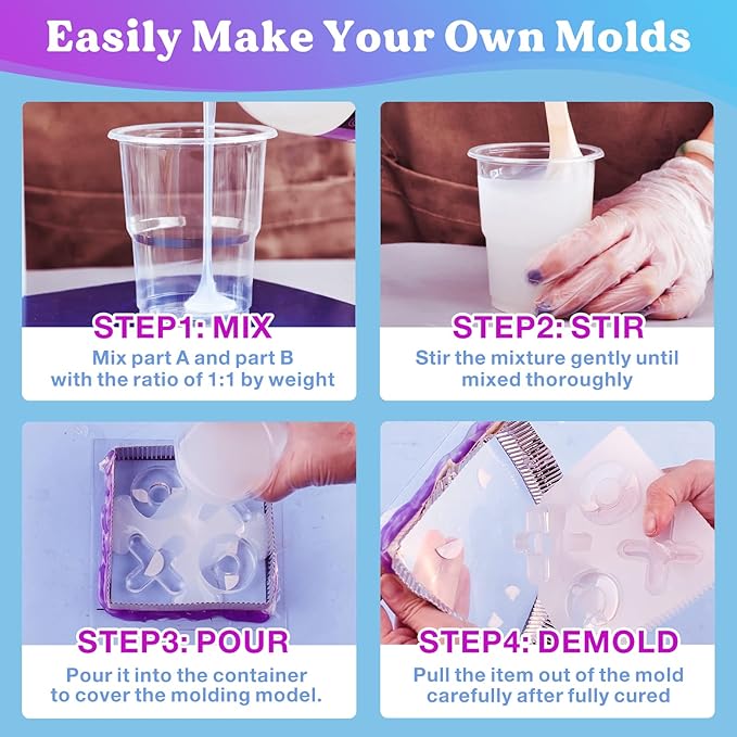 LET'S RESIN Silicone Mold Making Kit-Translucent Silicone Rubber 20oz | Non-Toxic Platinum Liquid Silicone-Super Elastic Molding Silicon-Ideal for 3D Mould,Resin Molds,Silicone Molds-4H Fast Cure