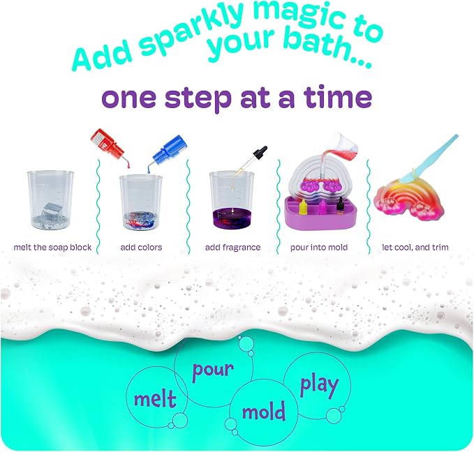 Unicorn Soap Making Kit for Kids - Girls Crafts DIY Project Age 6+ Years | Unicorn Girl Birthday Gifts - Science Activity Teenage Gift - Make Your Own Soap - Craft Toys Ages 6 7 8 9 10 11 12 Years