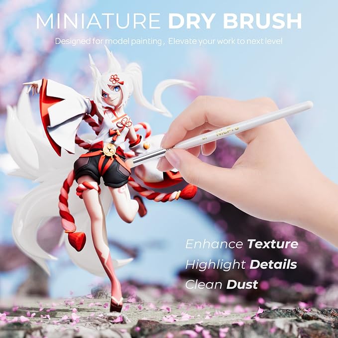 Nicpro 12PCS Fine Detail Paint Brush Drybrush Set, Aesthetic Pastel Fine Tip Miniature Paint Brushes for Acrylic Oil Watercolor, Crafts, 40K Models, Miniatures, Rock Painting, Paint by Numbers | Aesthetic Pastel Paint Brush, For Acrylic Oil Watercolor,...